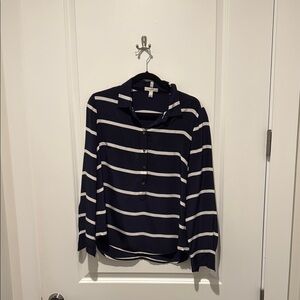 J. Crew Midnight Blue and White Blouse